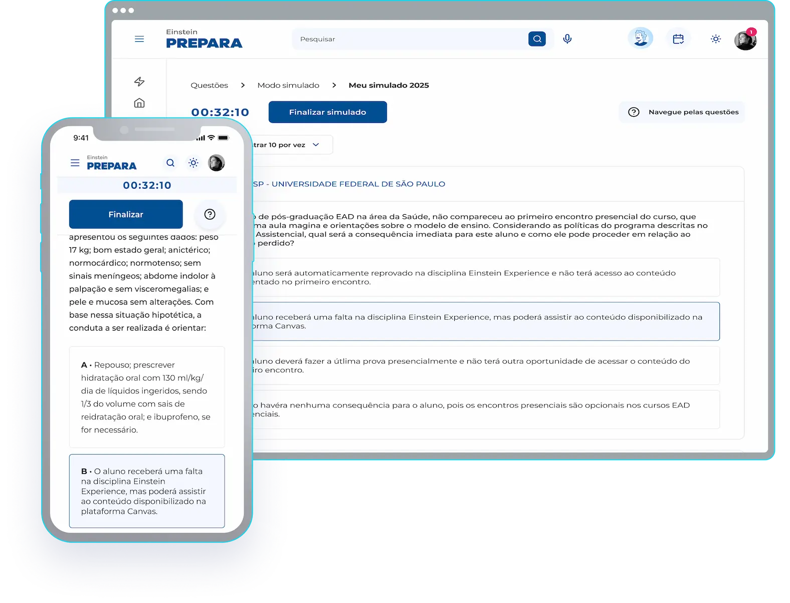 Simulados online - Einstein Prepara